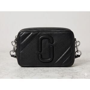 Marc Jacobs The Moto Shot 21 Black Leather Crossbody Bag Silver Hardware